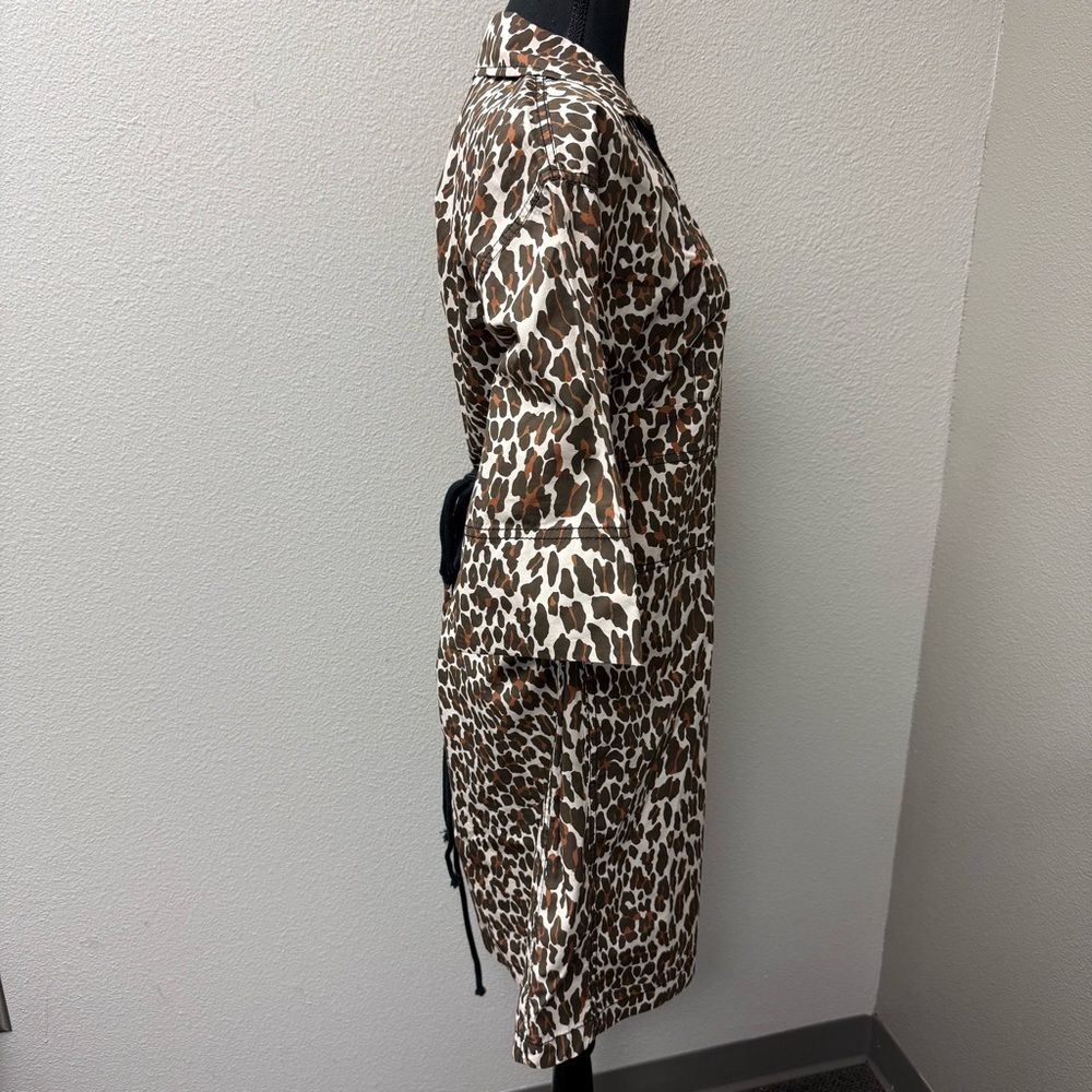 Tory Burch Leopard Print Shirt Dress Belted Cotton Safari Chic Size 8 - Picture 9 of 15